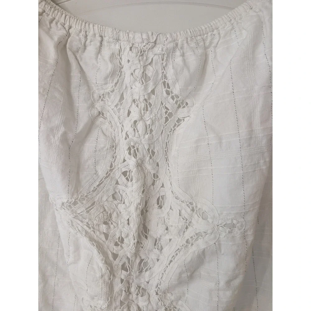 Free People White Crochet Lace Off The Shoulder Boho Top Medium cottagecore